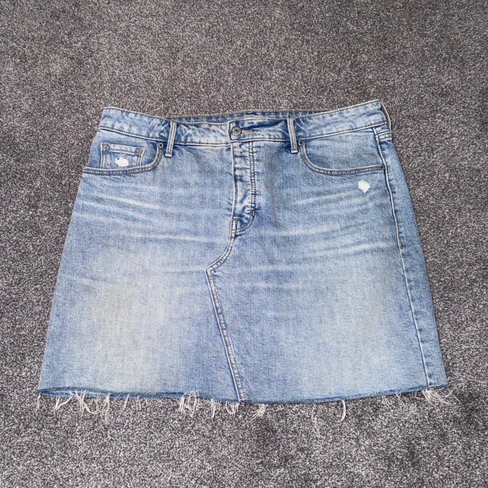 Old Navy Women's Denim Mini Skirt Raw Hem and Layered Front Panel - Size 14